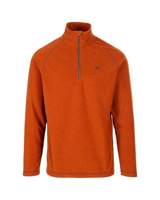 Trespass Orange Keynote Anti Pilling 1/4 Zip Fleece Top (Burnt) for men