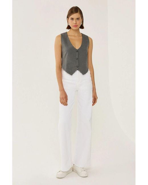 Hiccup Gray Striped Buttoned Vest