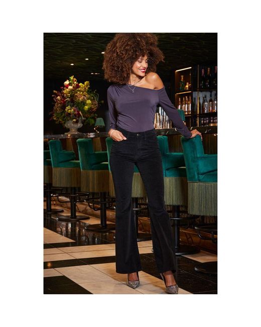 Sosandar Black Pewter Asymmetrical One Shoulder Top