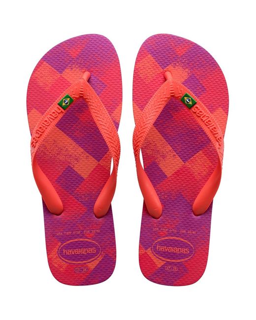 Havaianas Red Hav. Brasil Fresh Leaf Flip Flops