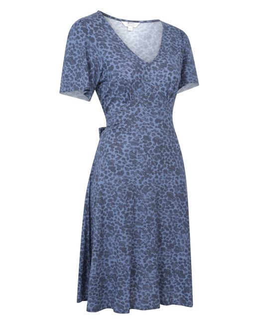 Mountain Warehouse Blue 'Como' Printed Tea Dress Uv Protection Summer Outfit Viscose