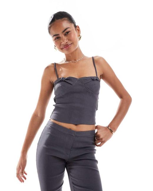 Motel Blue Katira Bust Detail Cami Top Co-Ord