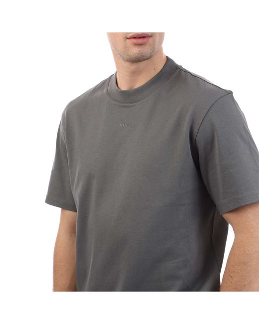 HUGO Gray Logo Print T Shirt for men