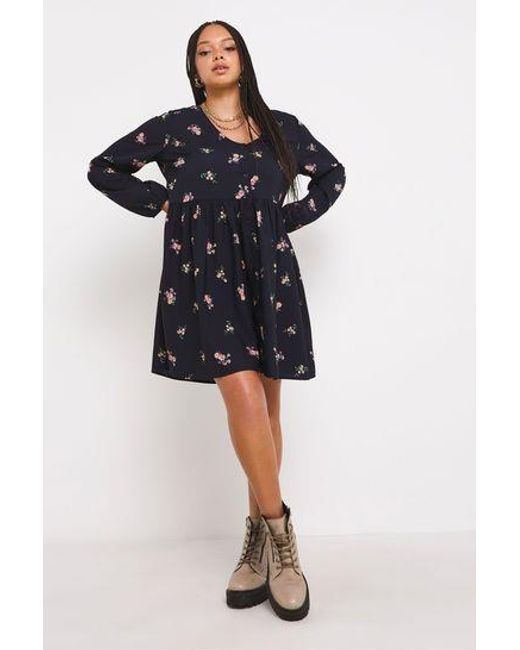 Simply Be Black Floral Print Smock Dress