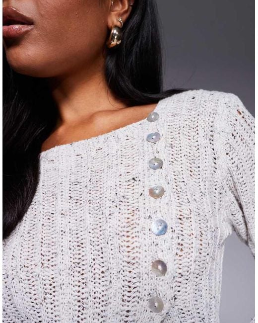 Princess Polly Gray Asymmetric Button Side Split Cardigan