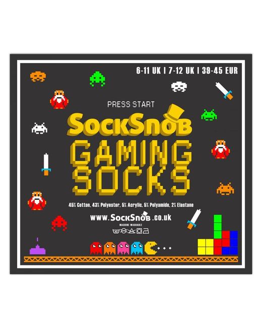 Sock Snob Blue Retro Gaming Funky Novelty Video Game Socks 6-11 for men