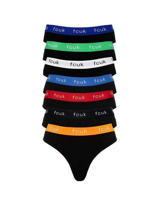 French Connection Red 7 Pack Cotton Fcuk Ladies Thongs