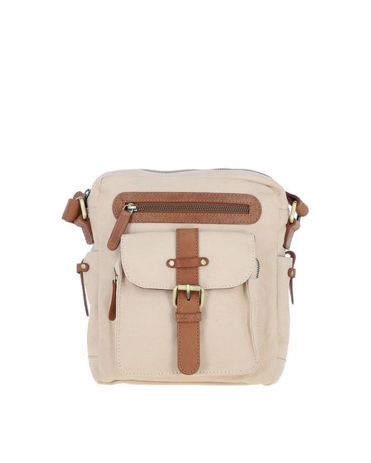 Fenland Sheepskin Natural Exquisite Real Leather X Canvas Body Bag for men