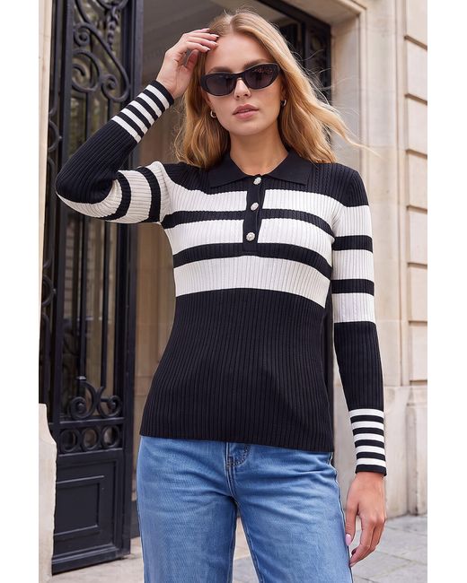 Roman Gray Stripe Rib Knit Jumper