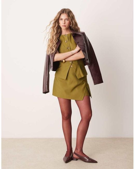 ASOS Natural Tailored Wrap Mini Skort