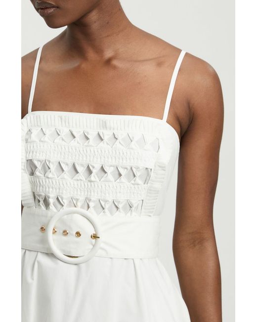 Karen Millen White Cutwork Detail Belted Strappy Midi Dress