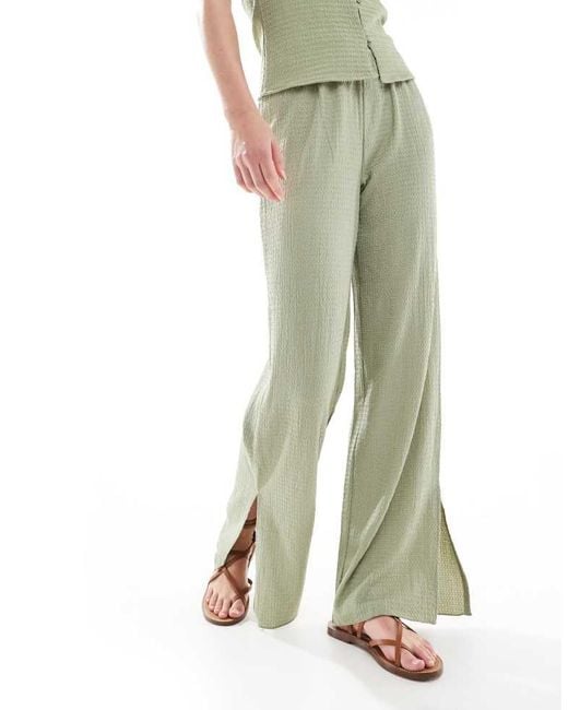 Vero Moda Green Textured Jersey Split Leg Trouser Co-Ord