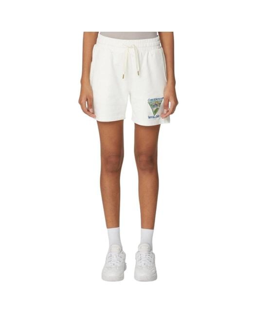 Casablanca White Embroidered Tennis Club Icon Off- Shorts Cotton for men