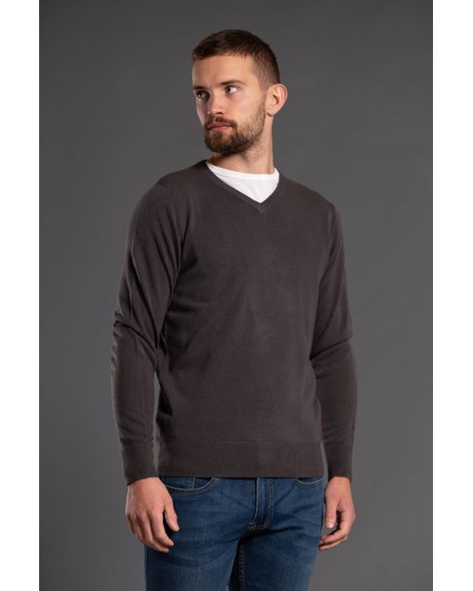 Kensington Eastside Gray V-Neck Long Sleeve Jumper for men