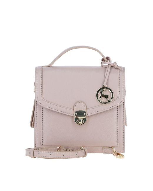 Ashwood Leather Pink Compact Handbag With Detachable Crossbody Strap