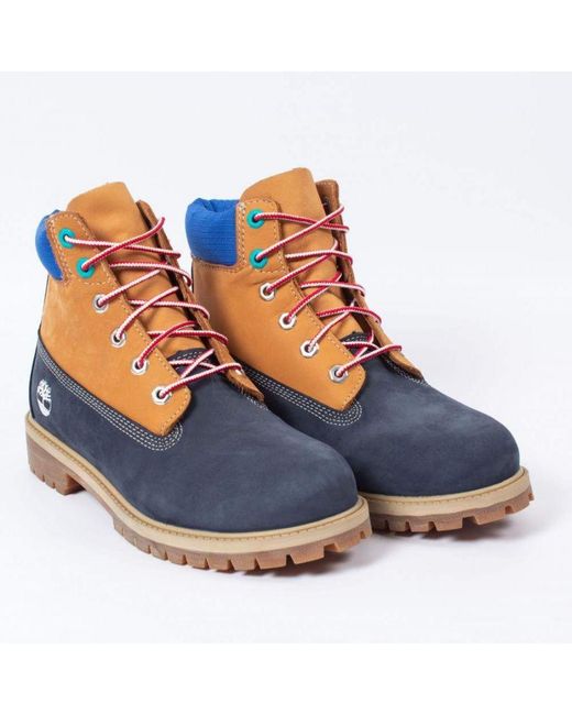 orange and blue timberland boots