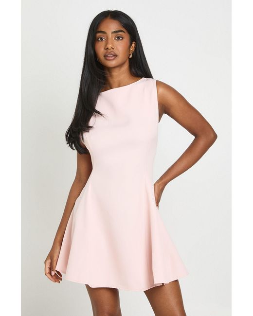 Boohoo Pink Tailored Puff Sleeve Shift Dress