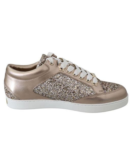 Jimmy Choo Brown Ballet Pink Leather Miami Sneakers