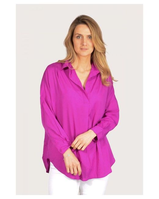 French Connection Pink Open Collar Henley Shirt