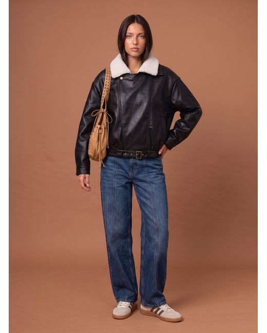 Urban Bliss Blue Pu Borg Bomber Jacket
