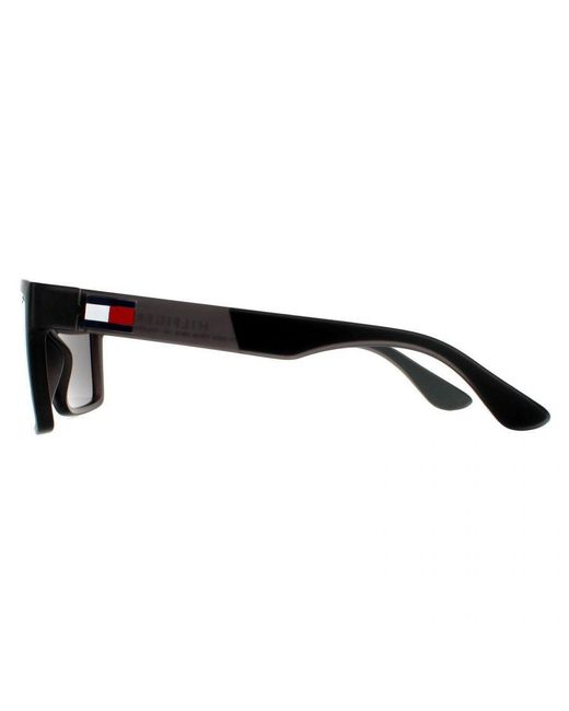 Tommy Hilfiger Black Rectangle Matte Polarized Sunglasses for men