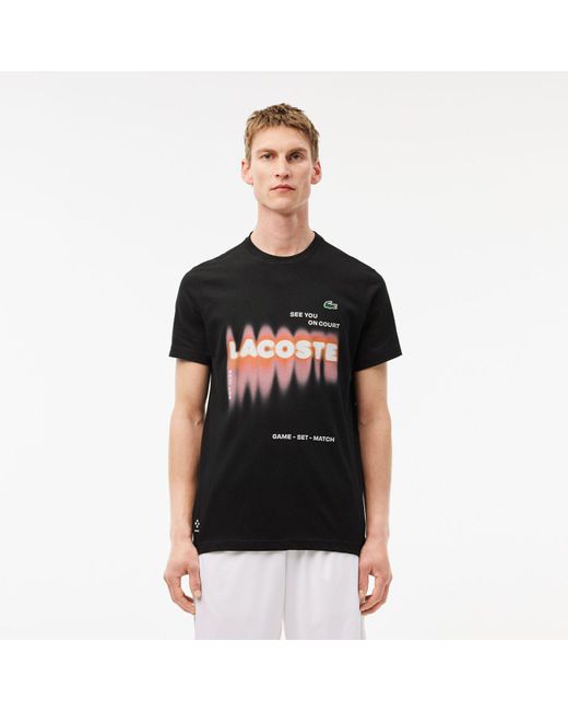 Lacoste Tennis X Daniil Medvedev T-shirt In Zwart in het Black voor heren