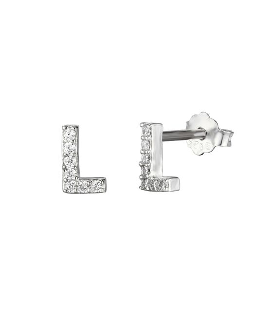 The Jewellery Stockroom Metallic Sterling Cubic Zirconia Initial Stud Earrings