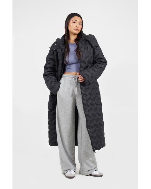 Brave Soul Blue Heat Seal Quilted Longline Padded Jacket