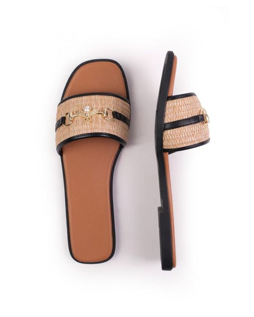 Where's That From Pink 'Harmony' Pu Straw Detail Strap Sandals