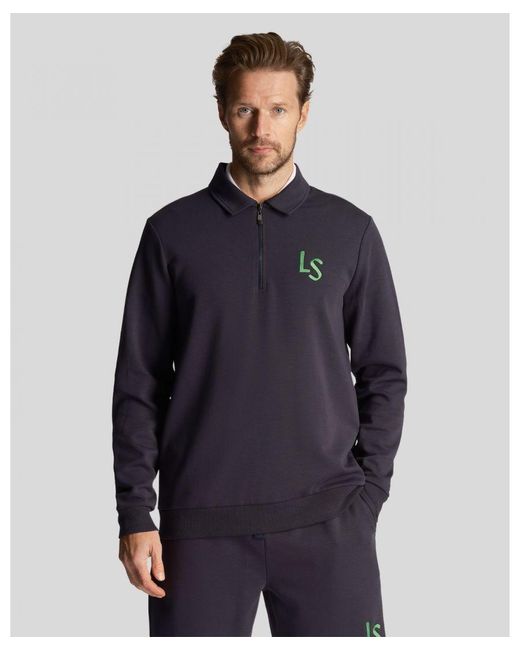 Lyle & Scott Blue Golf Ls Logo 1/4 Zip Sweatshirt for men