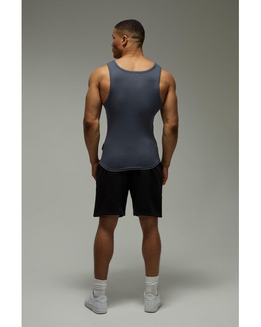 BoohooMAN Gray Active Gym Muscle Fit Ribbed Vest 2 Pack for men