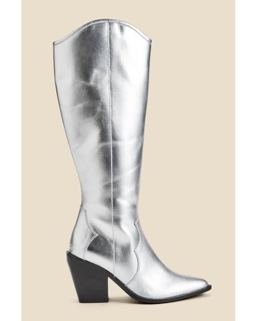 Sosandar Natural Leather Knee High Western Boot