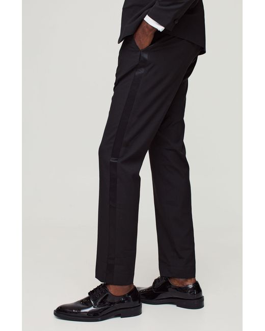 BoohooMAN Black Skinny Tuxedo Suit Trouser for men