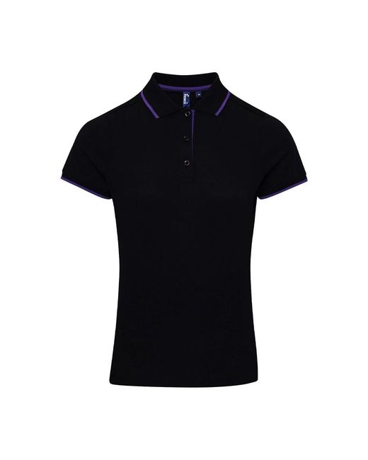 PREMIER Black Ladies Coolchecker Contrast Pique Polo Shirt