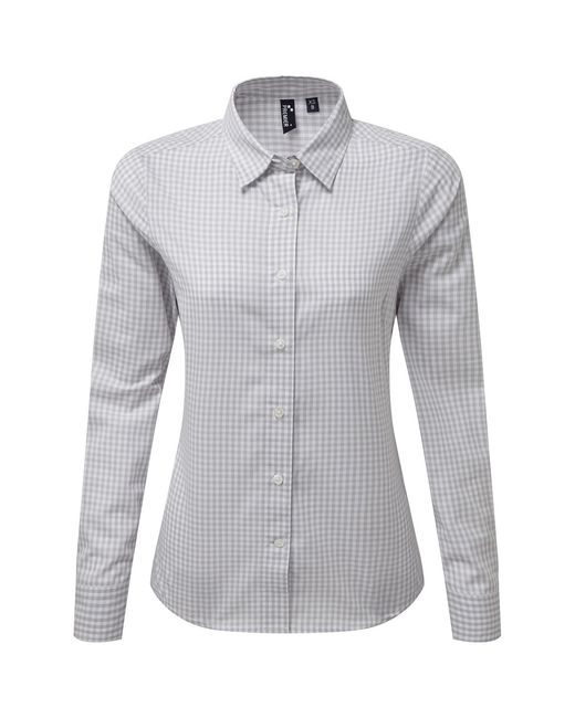 PREMIER Gray Ladies Maxton Gingham Long-Sleeved Shirt