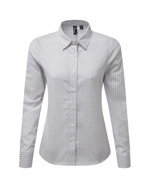 PREMIER Gray Ladies Maxton Gingham Long-Sleeved Shirt