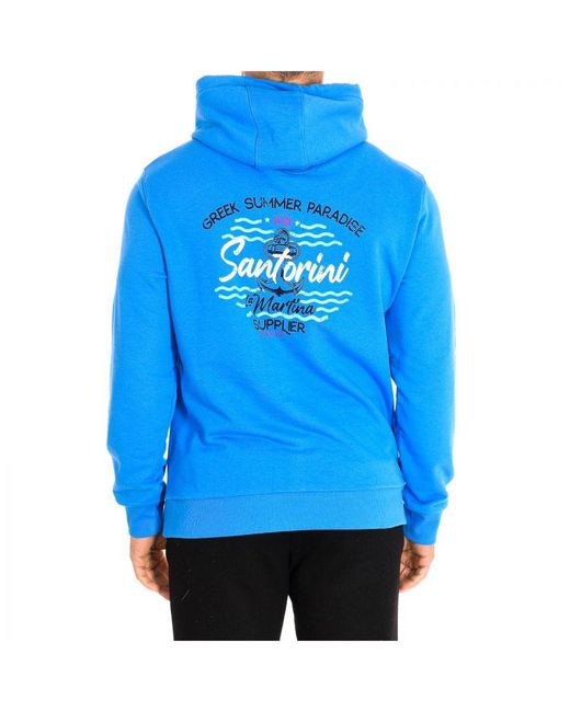 La Martina Blue Tmf605-Fp225 Hoodie for men