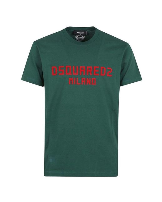 DSquared² Green Milano Logo Cool Fit T-Shirt Cotton for men