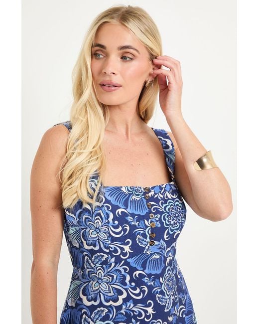 Wallis Blue Petite Summer Floral Maxi Dresss