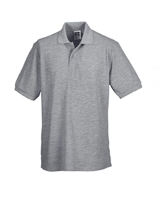 Russell Gray Ripple Collar & Cuff Short Sleeve Polo Shirt (Light Oxford) for men