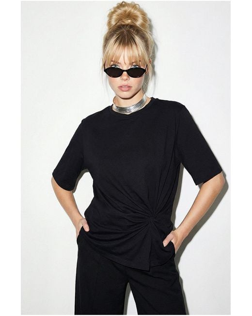 Bianco Lucci Black Cotton T-Shirt
