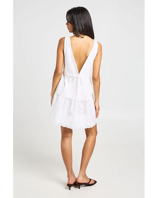 Boohoo White Lace Trim Detail Swing Dress