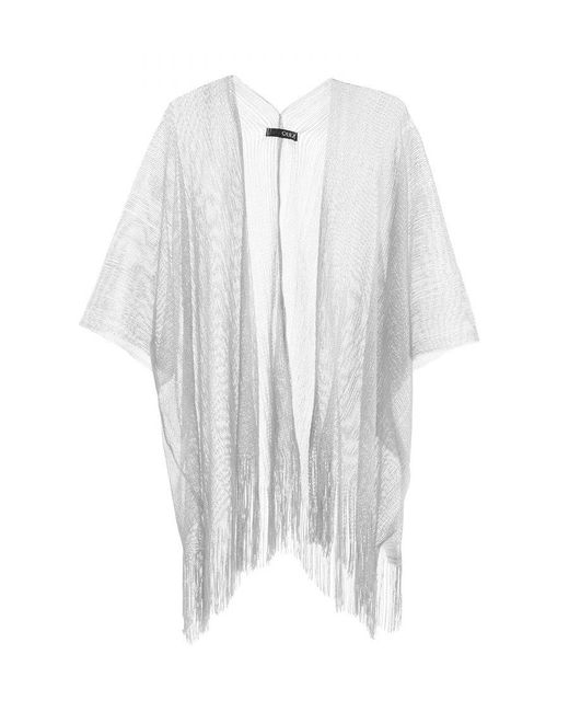 Quiz White Fringe Kimono