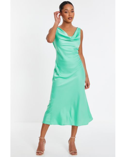 Quiz Green Mint Satin Slip Midi Dress
