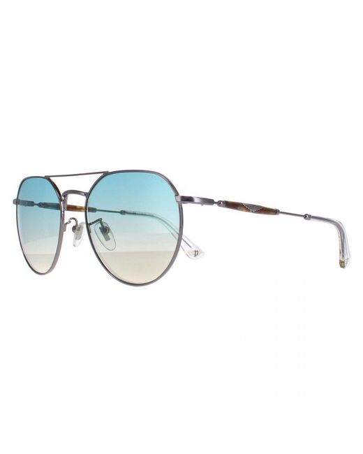 Police Blue Aviator Shiny Ruthenium Smoke Mirror Splf14 Urban 7 Metal