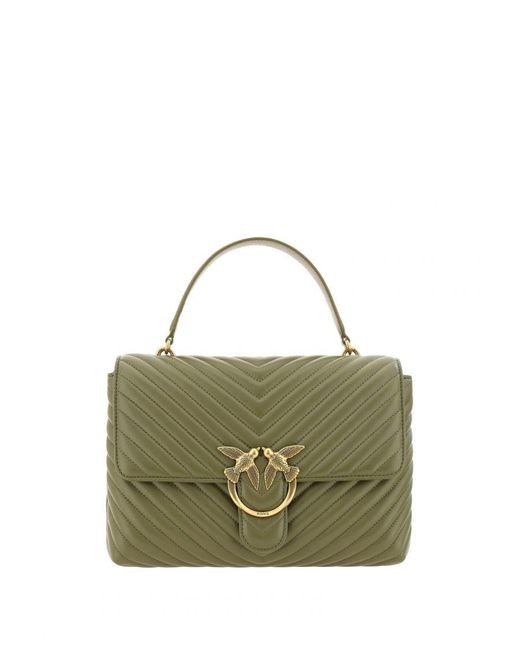 Pinko Green Quilted Leather Love Lady Handbag
