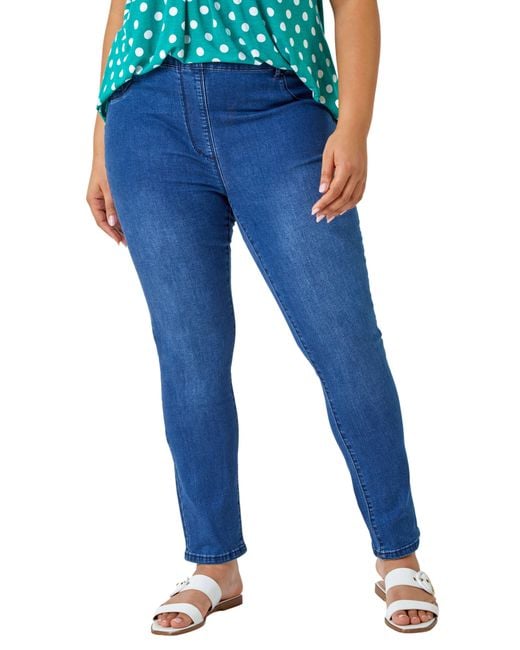 Roman Blue Curve Stretch Denim Elastic Waist Jegging