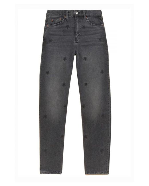Marks & Spencer Gray Boyfriend Star Ankle Grazer Jeans Cotton