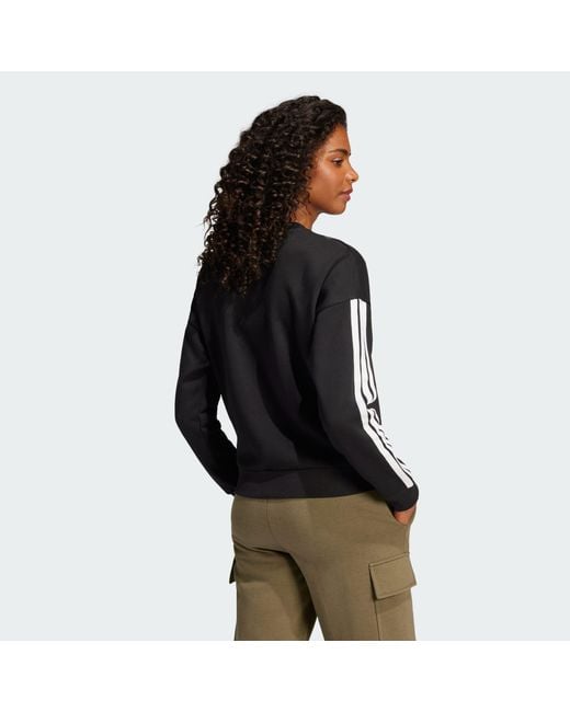 Adidas Black Essentials 3-Stripes Fleece Sweatshirt