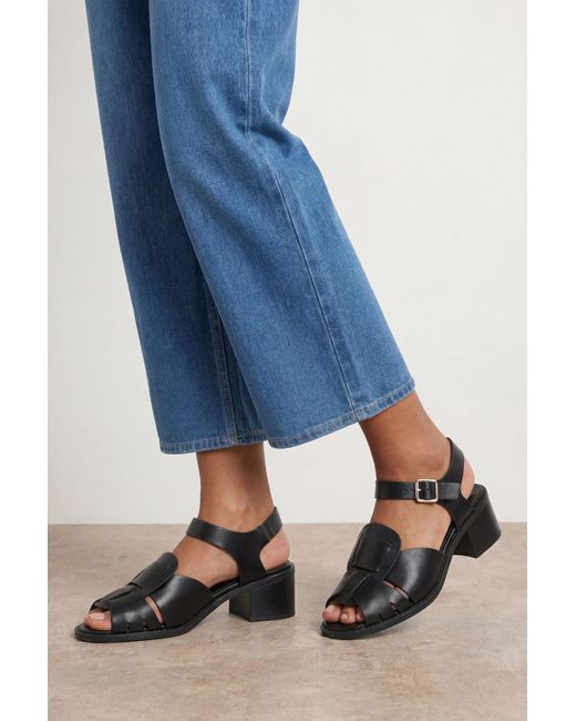 Oasis Blue Ellie Faux Leather Block Heel Fishermen Sandals